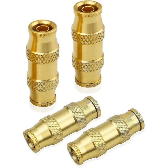 (As show, One size) Air Brake Line Fitting Dot Brass Push In Fitting Brake Union 3/8&quot; Tube Od Fit For Trucks Trailers And Industrial Use 4 Pack