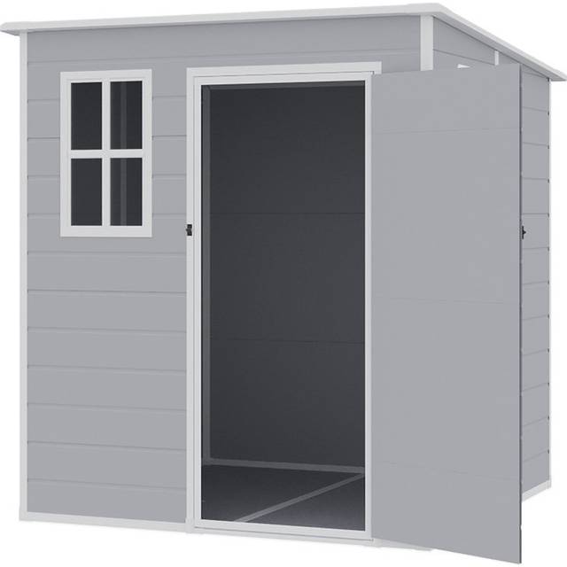 Latitude Run Plastic Outdoor Garden Storage Shed Black;Grey 181cm W X 183cm D X 197cm H