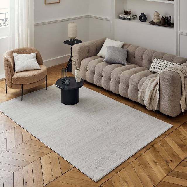 Carmel Modern Striped Cream/Grey Area Rug (Rectangle 160cm x 230cm)