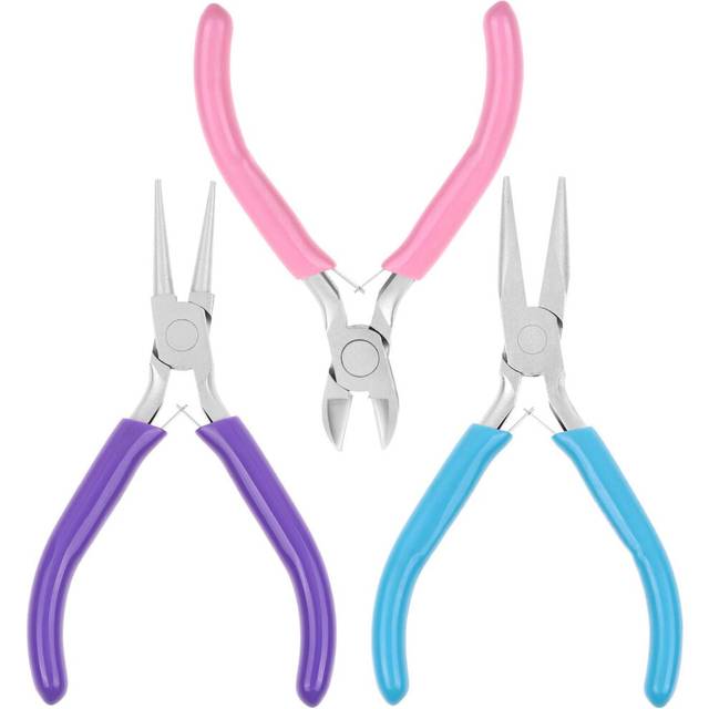 3Pcs Jewelry Pliers, Jewelry Making Pliers Tools with Needle Nose Pliers/Chain Nose Pliers, Round Nose Pliers and Wire Cutter for Jewelry Repair