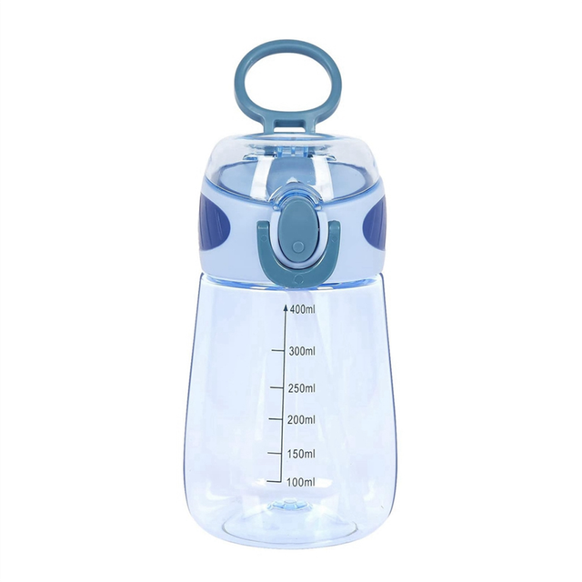 400Ml Water Bottle with Straw Drinking Bottle for Toddlers with Handle Wide Mouth Leak-Proof Cute Straw Bottle A