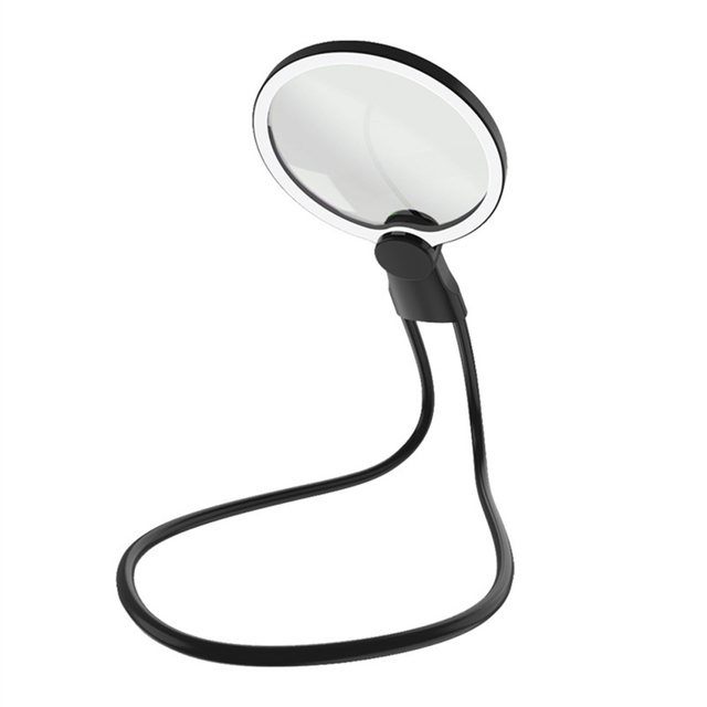 Portable Neck Flexible Magnifier with 24 LED Lights HD Elderly Reading Jewellery