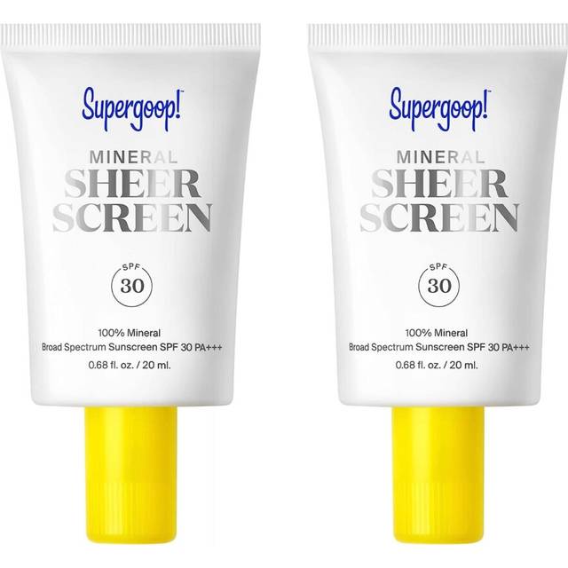 Supergoop! Mineral Sheerscreen SPF 30 PA+++  Pack of 2  0.68 fl oz - 100% Mineral  Broad Spectrum Face Sunscreen + Primer + Helps Filter Blue Light -