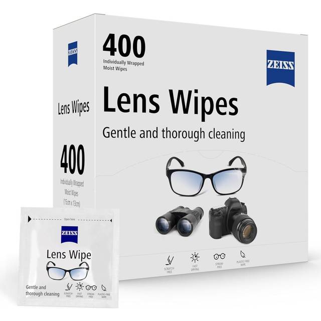 ZEISS Lens Wipes, Lens Cleaner for Glasses Cameras & Binoculars  Single Use Cloths in Sachets for Handy  Spectacle Cleaning On Go 400 Count Pack of 1