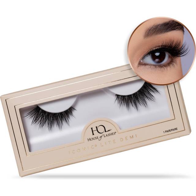 House of Lashes Iconic Lite Demi - Comfortable Fake Eyelashes for Bold Cat-Eye Look  Easy and Reusable Faux Mink Lashes for All Eye Shapes
