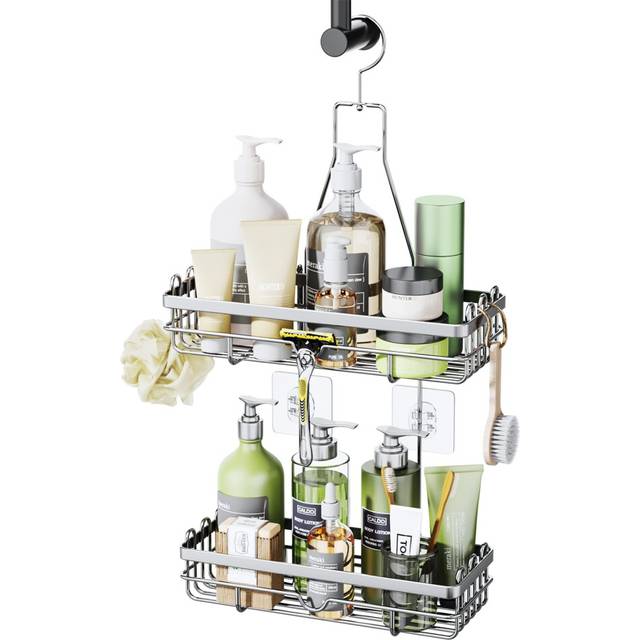 Shower Caddy Hanging, 2-Tier Rust-Resistant Stainless Steel Shower Shelf,No Drill Shower Basket, Shower Organiser for Shower Accessories, 3 Screw