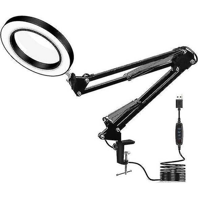 10x Magnifier Led Lamp Magnifying Glass Desk Table Light Reading Lamp With Clamp Optical Instruments