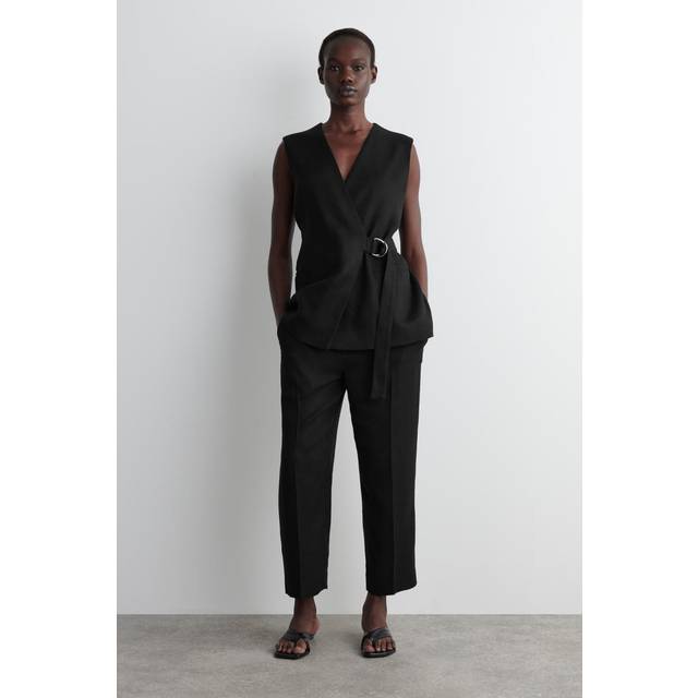 Cropped Tailored Trousers - Black - 32
