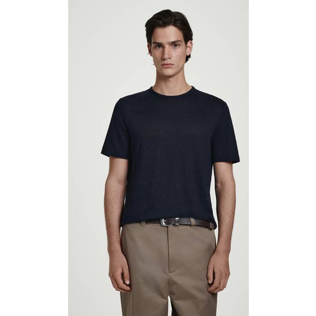 Cotton Crew-Neck T-Shirt in Navy - XL