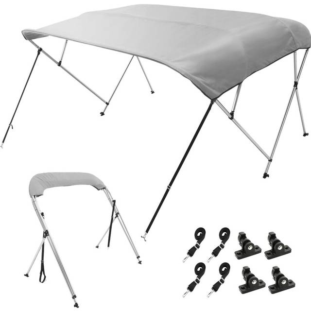 "VEVOR 4 Bow Bimini Top Boat Cover, 900D Polyester Canopy with 1"" Aluminum Alloy Frame, Waterproof and Sun Shade, Includes Storage Boot, 2 Support"
