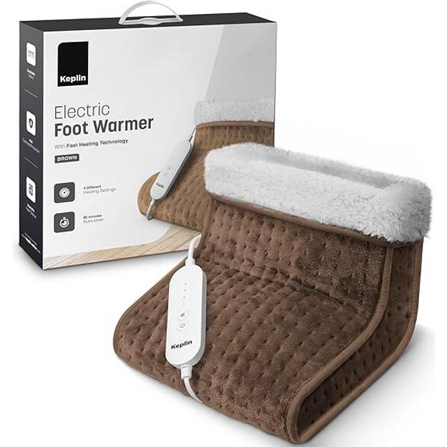 (Brown) KEPLIN Electric Foot Warmer 4 Adjustable Temperature Settings