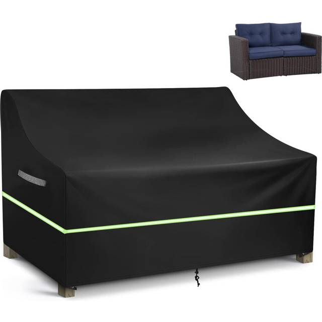 3 Seater Garden Bench Cover, Waterproof, Windproof, Anti-UV, Rip Proof 210D Oxford Fabric Outdoor Patio Bench Seat Cover with Drawstring, 4