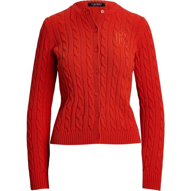 LAUREN RALPH LAUREN Cable-Knit Cotton Cardigan |Orange |XS