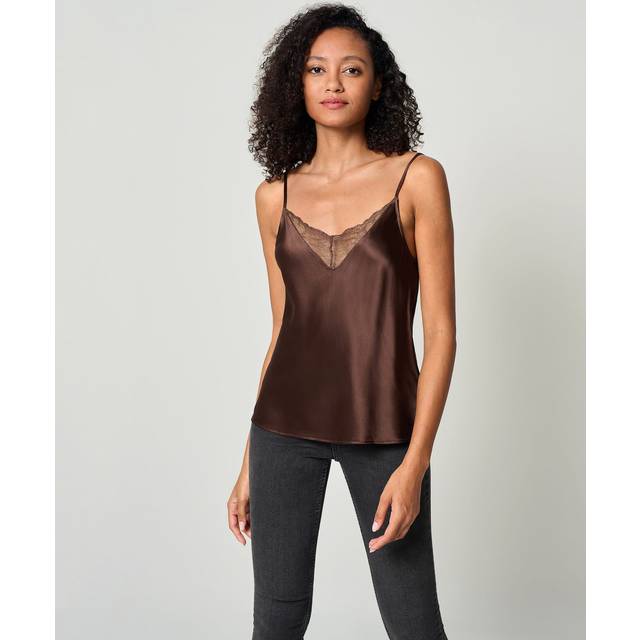 LILYSILK Silk And Lace Camisole Designed By Mel In Melbourne Skin-Friendly And Breathable UK S Chocolate Brown