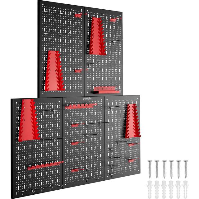 TecTake Tool Pegboard Jonah - Hooks And Holders - Set Of 5, Black