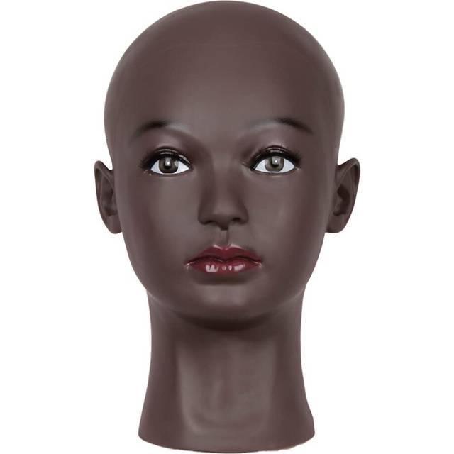 HAIRWAY Female Bald Mannequin Head Professional Cosmetology Face Makeup Doll Head for Wig Making Display Hats Eyeglasses Wig Head with T Pins (Black 2