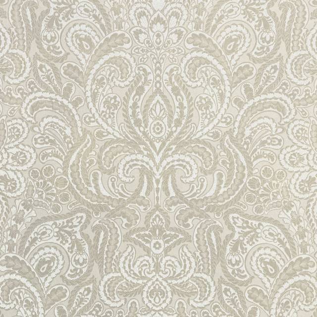 Lockheart Aphrodite Glass Beads 3D Embossed Damask 10m x 53cm Wallpaper Roll - Cream Gold (30,480cm L X 134.62cm W)