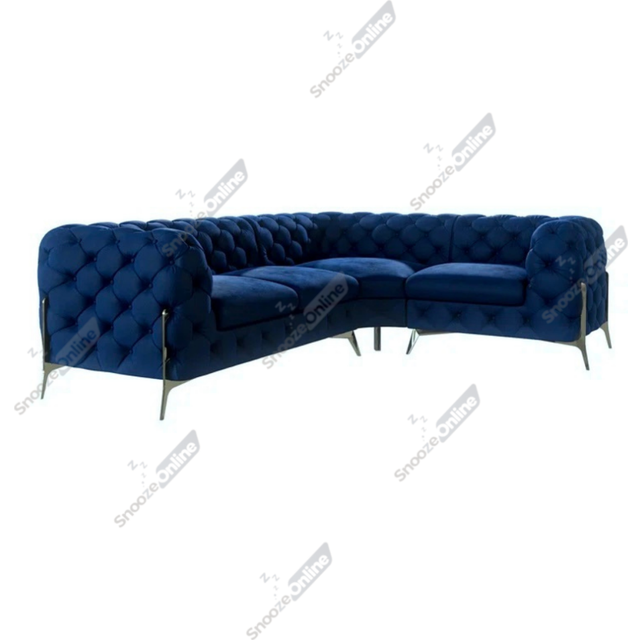 (Blue Velvet, 4 Seater Corner Right Hand) SnoozeOnline Velvet Corner Sofa Chesterfield 4/5/6 Seater Corner Settee Chaise Lounge Couch Sofa For Living