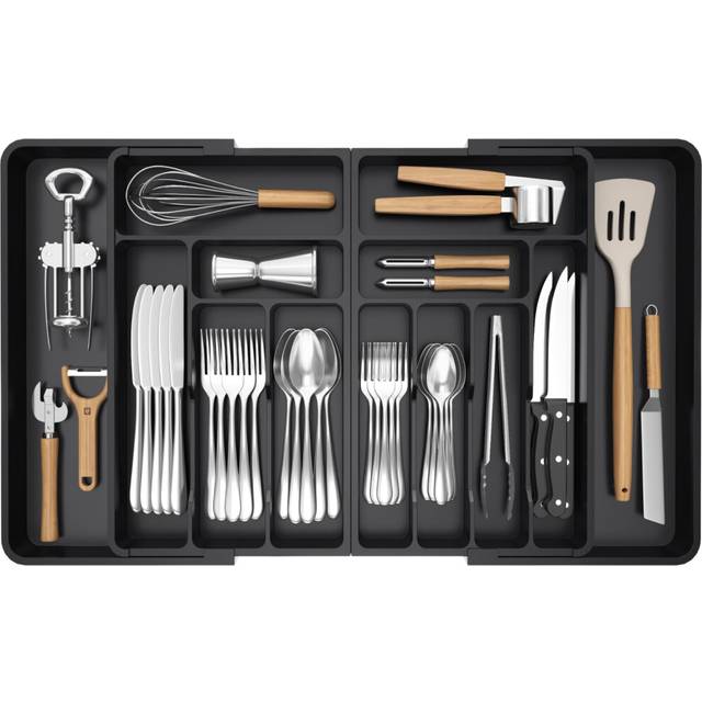 Lifewit Extra Large Cutlery Drawer Organiser, Expandable to 36 Inches Utensil Tray for Kitchen, Adjustable Silverware and Flatware Holder, Compact