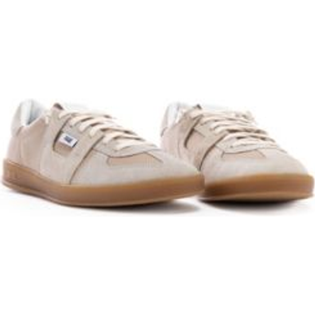 P448 för män. S25MONZA75 Monza beige träningsskor i läder (42), Hud, Karta, Nyckelband, Casual - Brun, Beige (42)