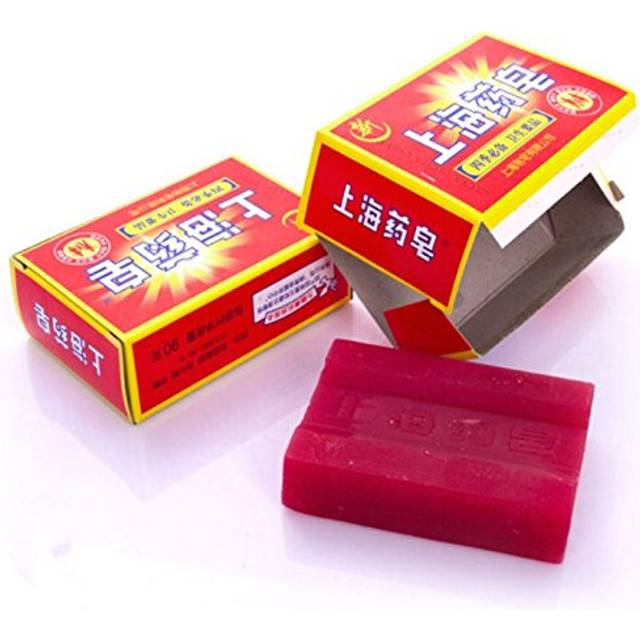 1Pc 90g Transparent Red China Medicated Soap 4 Skin Conditions Acne Psoriasis Seborrhea Eczema Anti Fungus Bath Healthy Soap