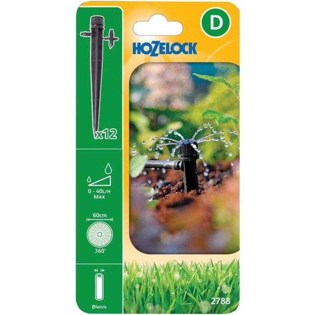 Hozelock 2788 End Of Line Adjustable Mini Sprinkler On Stake 4mm (pack 12) Pack of 12 tropisk regnskog färg