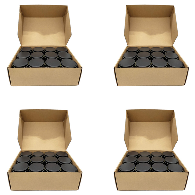 Candle Tins, 96 Piece, 4 Oz Metal Containers for Making Candles, Arts & Crafts, Dry Storage,Black
