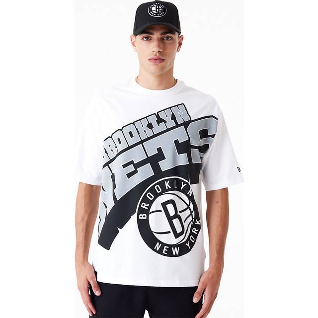 Brooklyn Nets NBA Large Wordmark White Oversized T-Shirt newera adult unisex White newera adult unisex White newera adult unisex White newera adult un - 2xl