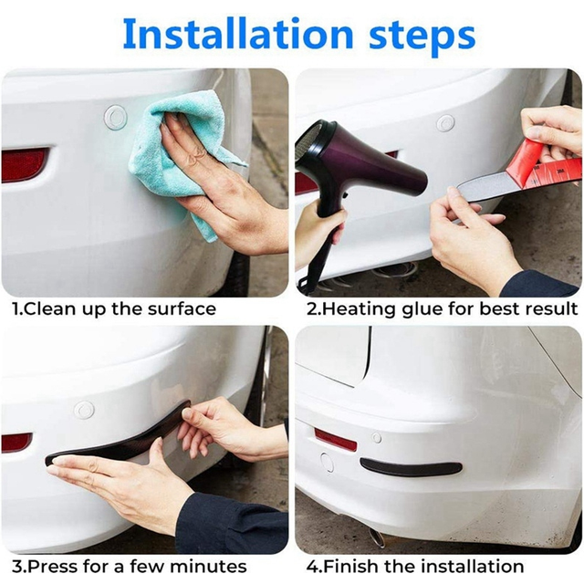 Car Bumper Protector Rubber Strips, Carbon Fibre for SUV MPV, 2 Pcs