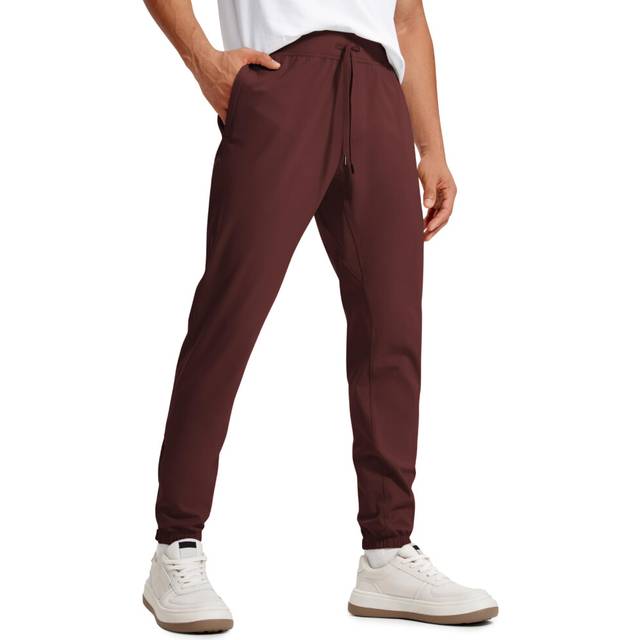 "CRZ YOGA Mens 4-Way Stretch Golf Joggers with Pockets 30"""""""" - Track Gym Athletic Workout Hiking Pants Dark red X-Large"