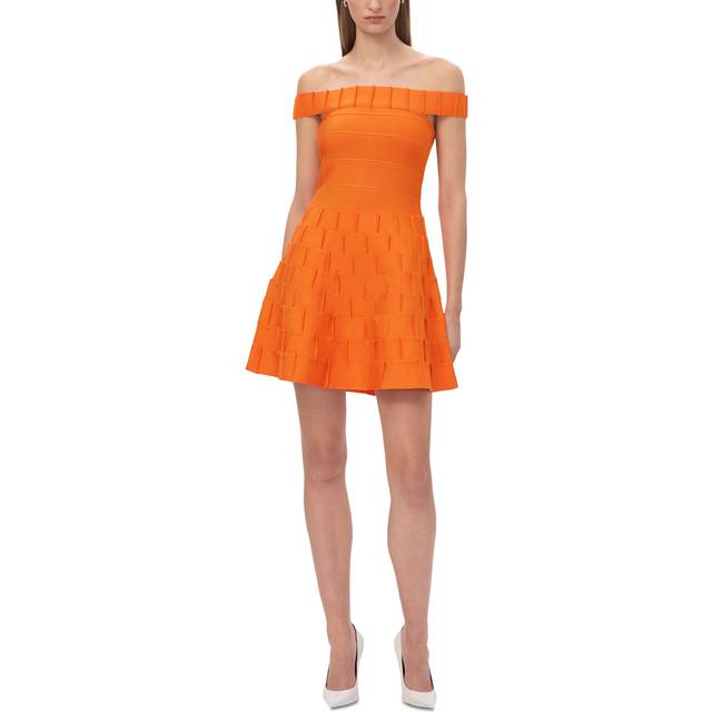 The Catalina Pintuck Off-Shoulder Mini Dress - SUNSET - Medium