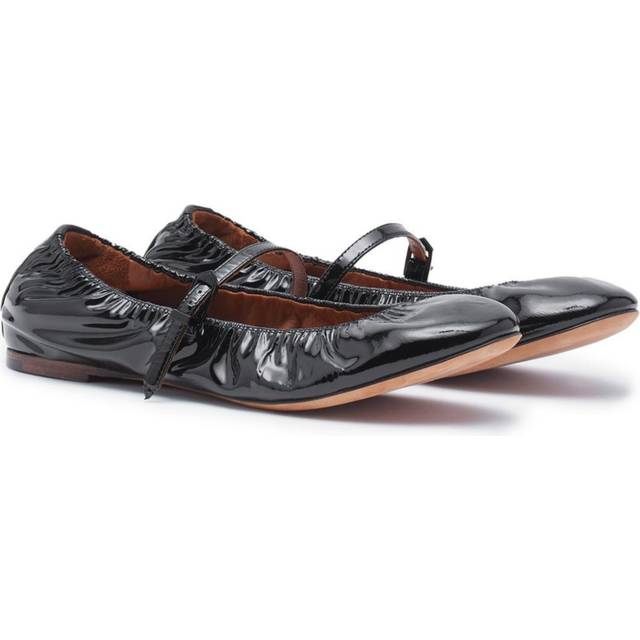 10mm Glossy Leather Mary Jane Flats - Black (37 - 38 - 39 - 40 - 41)