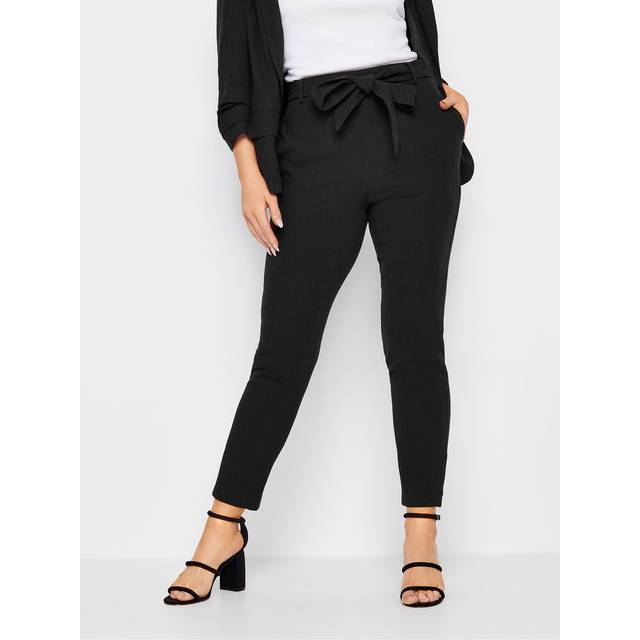 M&Co Black Tie Waist Linen Trousers 16 M&Co Womens