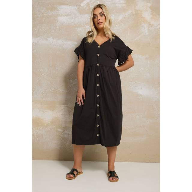 Yours Curve Black Peplum Midaxi Dress, Women's Curve & Plus Size, Yours - 22-24