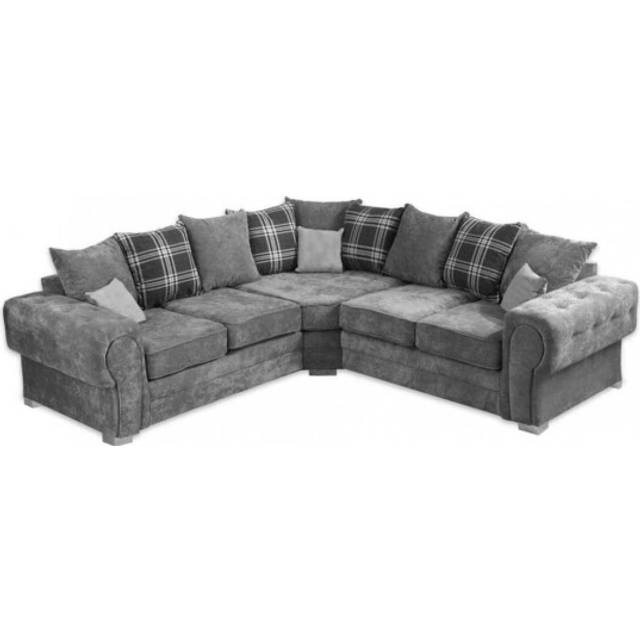 Verona Scatter Back 2c2 Corner Sofa Grey Chenille Fabric