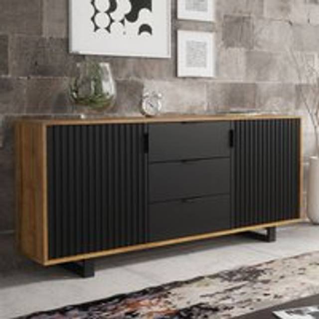 Blackridge 140cm Sideboard - Dark Oak Body with Matte Black Doors