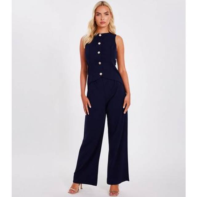 Quiz Women's Navy Waistcoat Detail Jumpsuit New Look - UK 16