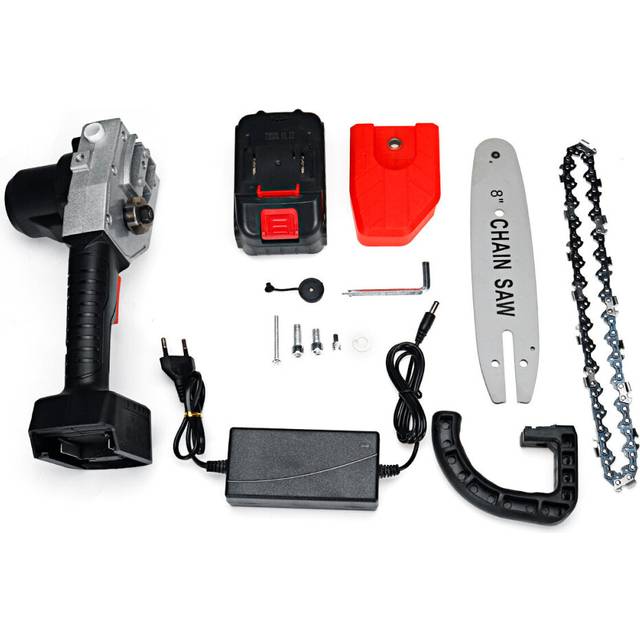 (EU Plug) 8 Inch 21V Portable Brushless Cordless Electric Chain Saw Handheld Pruning Shears Chainsaw