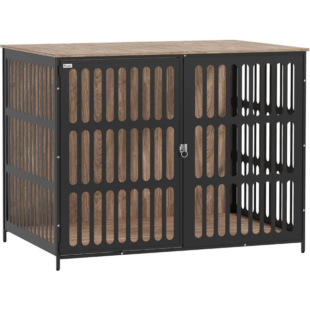 PawHut Dog Crate Furniture with Anti-Chew Resistant Mesh for Dogs - Walnut Brown - X-Large | TJ Hughes