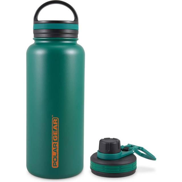 1 Litre Water Bottle with 2 Lids- Vacuum Insulated, Double Wall, Leakproof Stainless Steel Metal Water Bottle - 12H Hot, 24H Cold Water Bottle 1l for