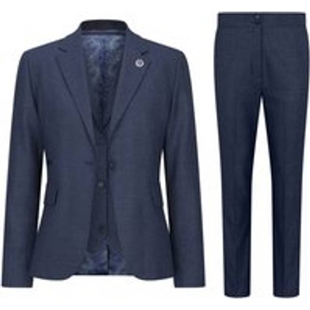 Women's Three-Piece Tailored Fit Suit in Prince of Wales Check - Blue - 16