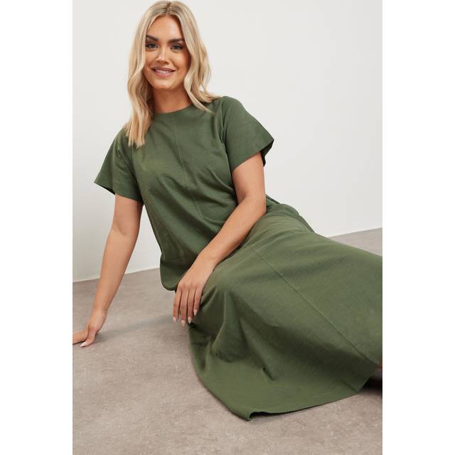 Yours Curve Khaki Green Midaxi Tshirt Dress, Women's Curve & Plus Size, Yours - 20