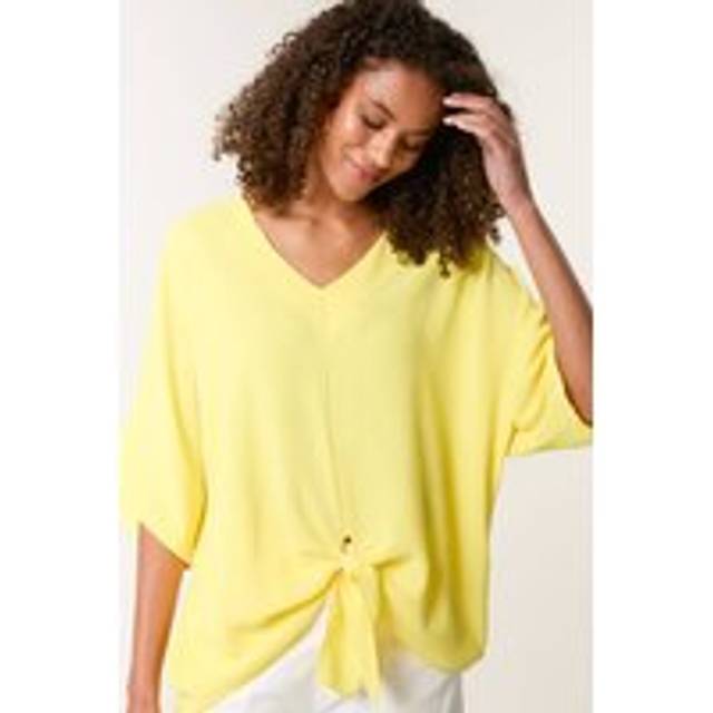 Blue Vanilla Lemon Tie Knot Blouse - s/m