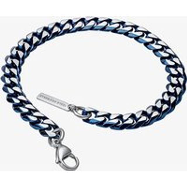 Fred Bennett Blue Tone Stainless Steel Flat Curb Chain Bracelet B5568L