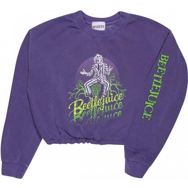 (L, Purple) Beetlejuice Womens/Ladies 3 Times Crop T-Shirt