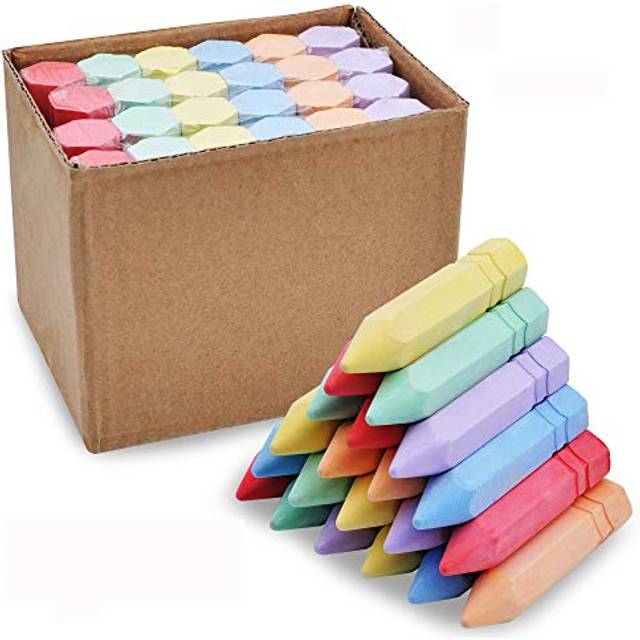 24 PCS Cone Shaped NonToxic Washable Sidewalk Jumbo Chalk Set for Art Play Summer Outdoor Games and Chalkboard Drawing