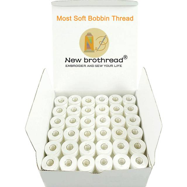 New brothread 144pcs White 60S/2(90WT) Prewound Bobbin Thread Plastic Size A SA156 for Embroidery and Sewing Machine Polyester Embroidery Thread