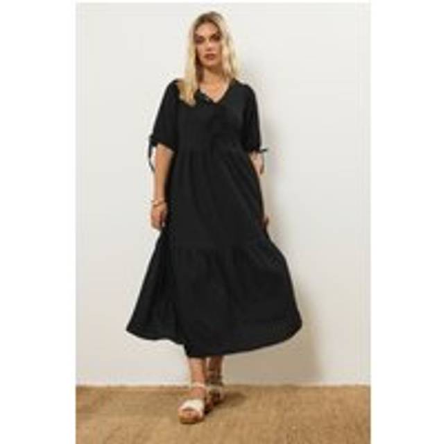 Yours Curve Black Bow Tie Detail Maxi Dress, Women's Curve & Plus Size, Yours - 26-28