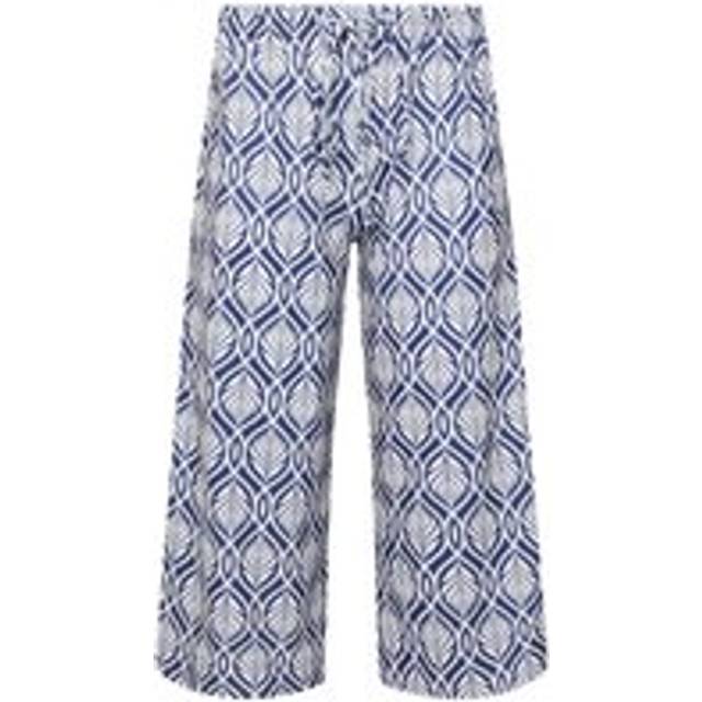 M&Co Navy Blue Leaf Printed Wide Leg Culottes Petite > 8 M&Co Womens - Petite 8