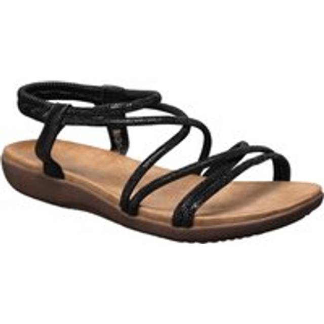 Ivachy Gladiator Sandals Rhinestone Strappy Flat Summer Sandals With Ankle Strap In Black - 4